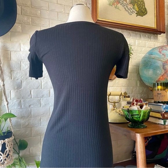Helmut Lang Ribbed Cutout Mini Dress in Black Size Small - Picture 11 of 15